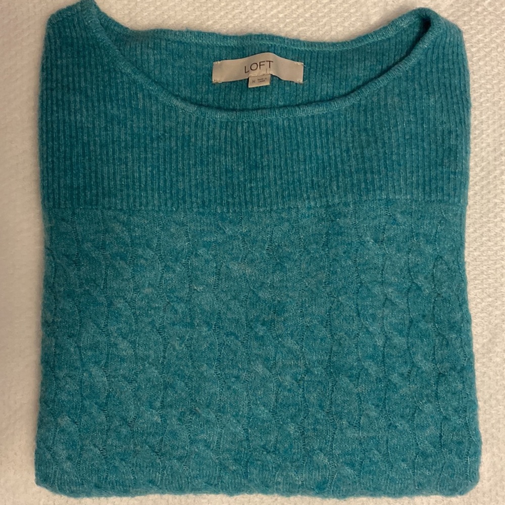 LOFT Blue/Green Cable Knit Sweater